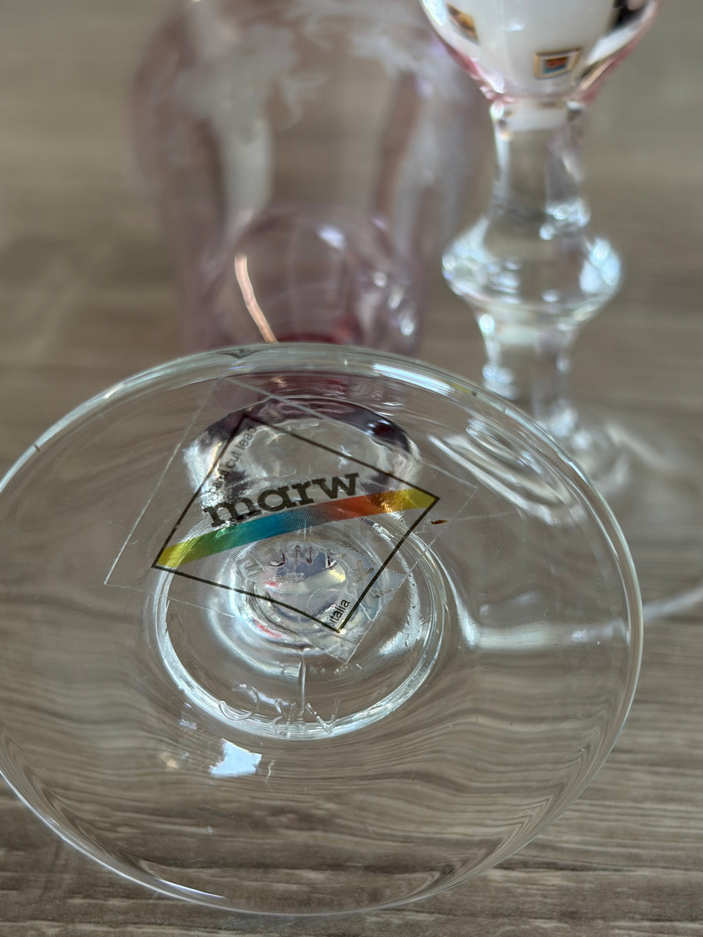 Vintage MARW 1980s Cristallerie Italian Art Glass Liqueur Flutes