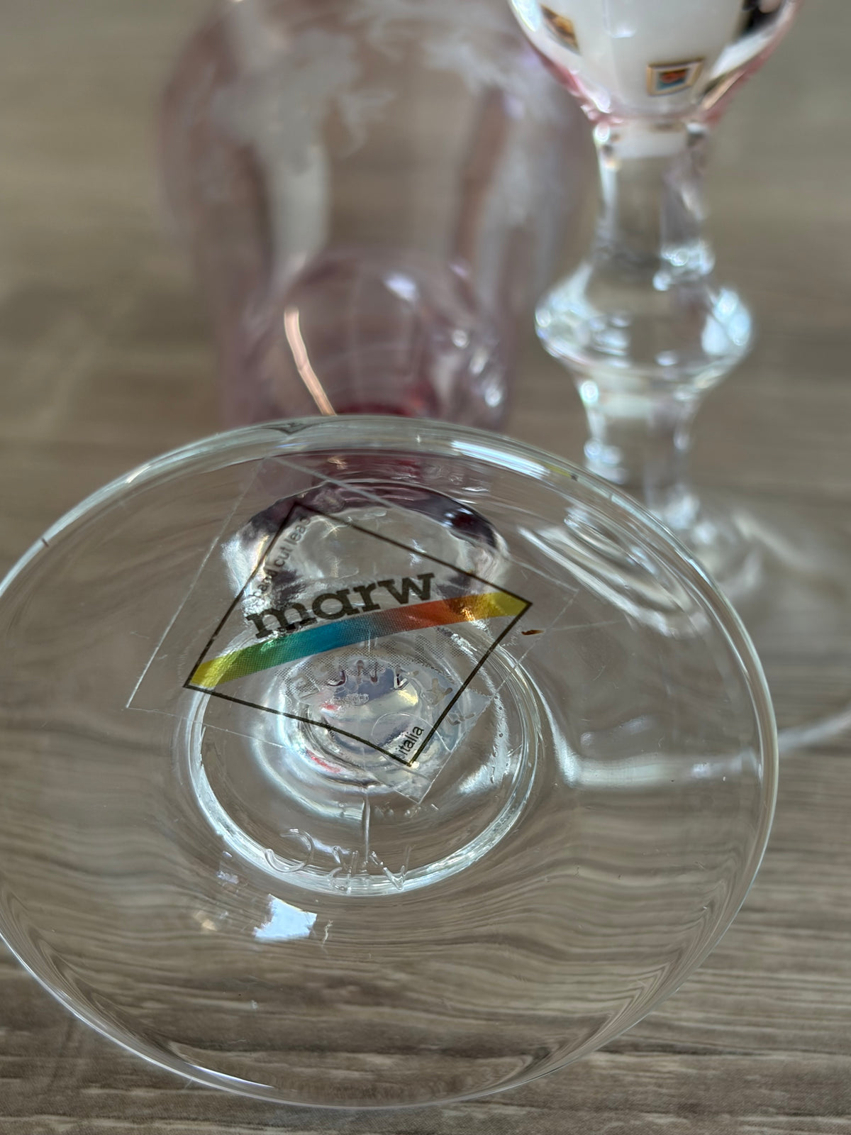 Vintage MARW 1980s Cristallerie Italian Art Glass Liqueur Flutes