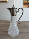 Vintage Art Deco Style Silver Plated & Cut Claret Jug