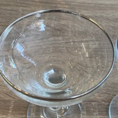 Vintage Silver-Rimmed Etched "Happy Anniversary" Champagne Coupes (Pair)