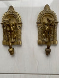 Antique Gothic Revival Brass Griffin Chimera Electric Sconces (Pair)