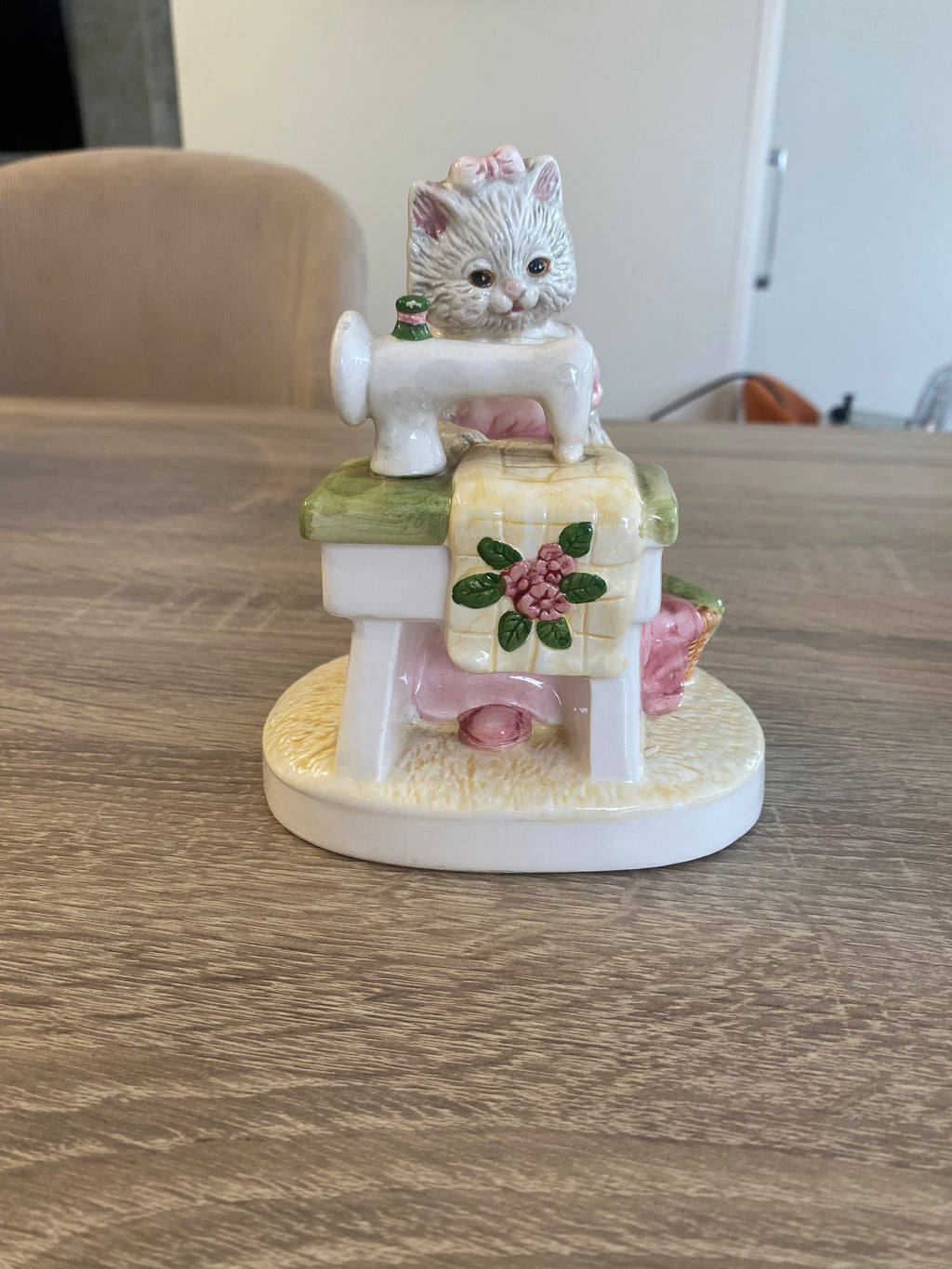 Vintage Ceramic Cat Figurines – Twin Set (Tea Party & Sewing)