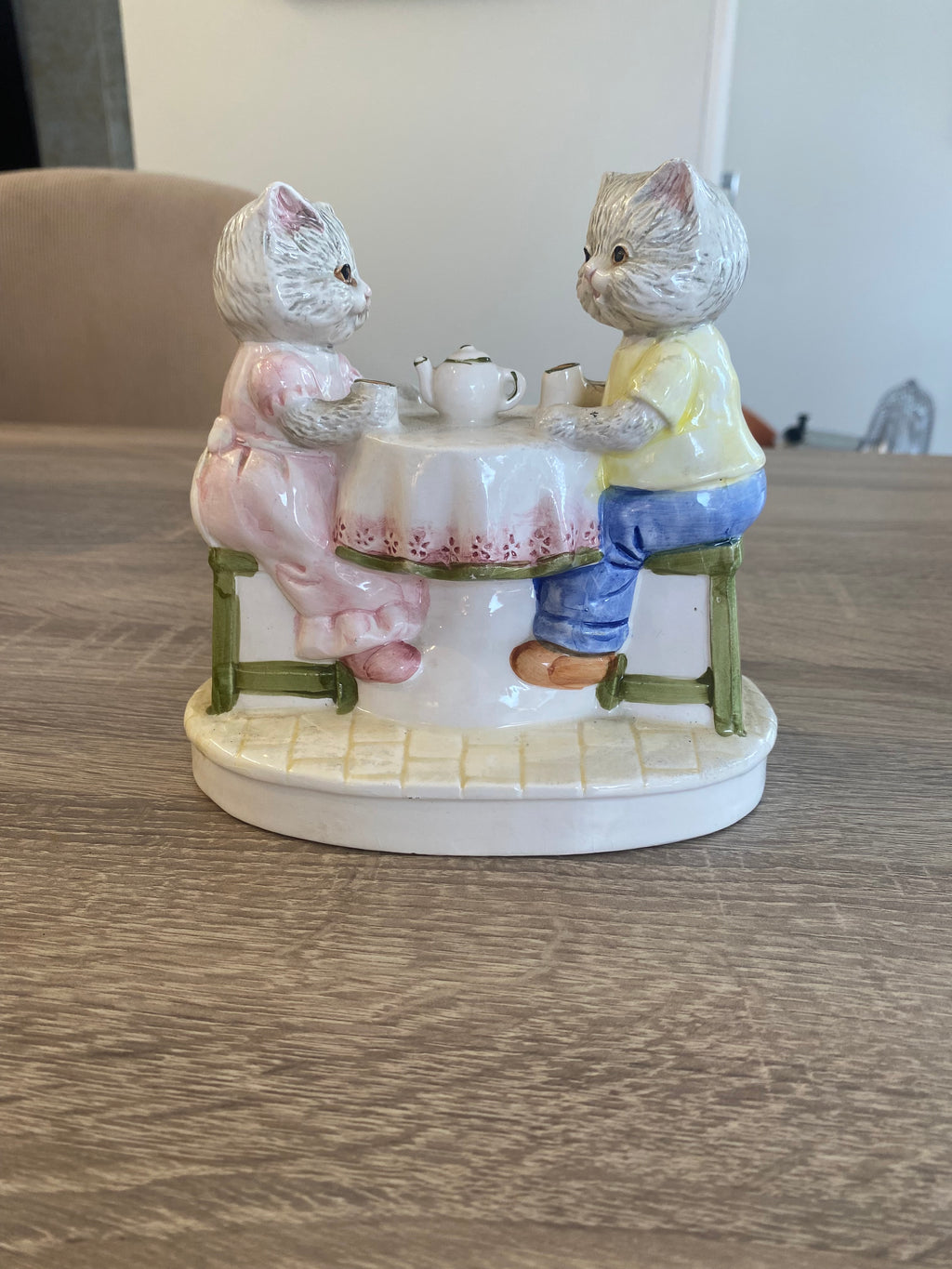Vintage Ceramic Cat Figurines – Twin Set (Tea Party & Sewing)
