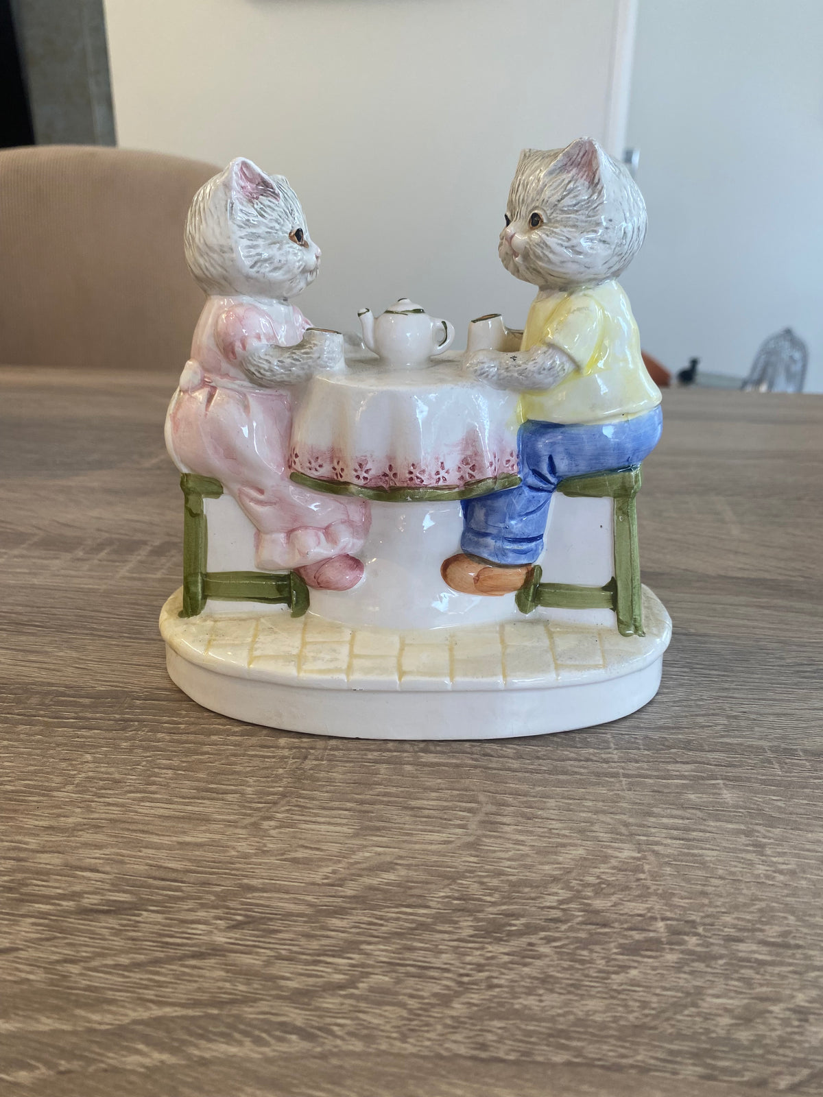 Vintage Ceramic Cat Figurines – Twin Set (Tea Party & Sewing)