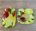 Vintage Reverse-Painted Glass Serving Set