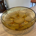 1930s Art Deco Stölzle Czech Amber Pressed Glass Footed Centerpiece Bowl