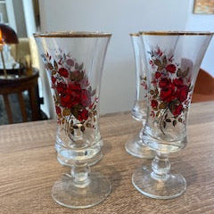 Vintage 1970s  Gold Rim Flared Cordial Liqueur Glasses – Set of 4
