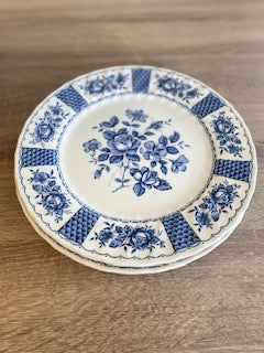 Vintage Myott "Melody" Blue & White Ironstone Plates – Set of 4