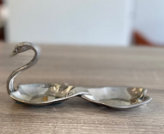 Vintage Silver-Plated Stackable Swan Ashtray Set