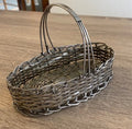 Vintage French Hand-Woven Silver Plated Metal Wire Basket