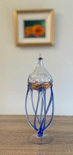 Vintage Duiske Hand-Blown Art Glass Countertop Oil Lamp