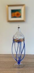 Vintage Duiske Hand-Blown Art Glass Countertop Oil Lamp