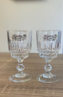 Vintage French Luminarc Cut Glass Wedding Anniversary Wine Goblets - Pair
