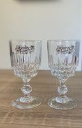 Vintage French Luminarc Cut Glass Wedding Anniversary Wine Goblets - Pair