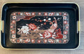Vintage Mid-Century Japanese Black Lacquerware Serving Tray