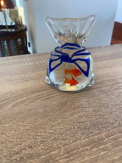 Vintage Murano Style Fish in a Bag Paperweight