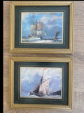 Pair of Vintage Framed Nautical Prints by Peter Leath