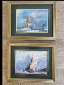Pair of Vintage Framed Nautical Prints by Peter Leath