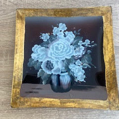 Vinted Orchid Reverse - Painted Glass Floral Tray