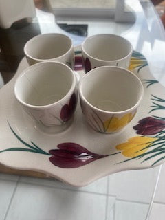 Vintage Gefle Sweden "Crocus" 5 - Piece Ceramic Egg Cup Set