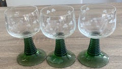 Vintage Duiske Irish Hand-Cut Rhine Wine Glasses - Set of 3