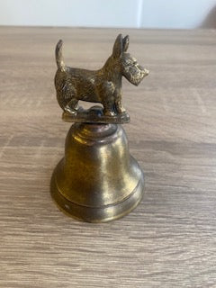 Vintage 1930s Solid Brass Scottish Terrier Hand Bell