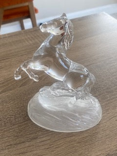 Vintage Cristal d’Arques Lead Crystal Rearing Horse Figurine