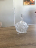 Vintage 24% Lead Crystal Bonbonniere with Frosted Rose Pattern