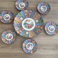 Vintage 1970s Japanese Arita Mihō Kiln 7-Piece Imari Set