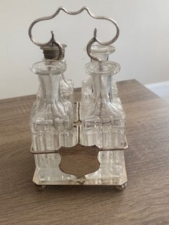 Antique Victorian William Hutton & Sons 4-Bottle Cruet Set