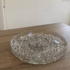 Veropa French Clear Glass 5-Section Hors D'oeuvres Tray