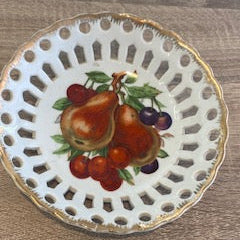 Antique 1920s Art Deco Reticulated Porcelain Wall Plaque