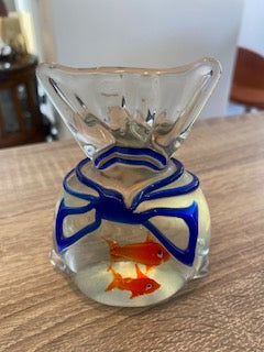 Vintage Murano Style Fish in a Bag Paperweight