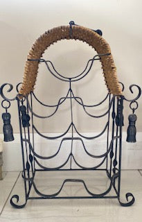 Vintage Wrought Iron 7-Bottle Wine Rack