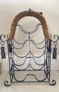Vintage Wrought Iron 7-Bottle Wine Rack