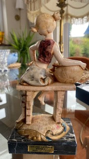 Vintage Italian Simonetti Figurine on Genuine Carrara Marble Base