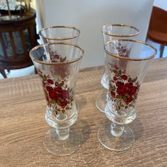Vintage 1970s  Gold Rim Flared Cordial Liqueur Glasses – Set of 4