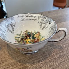 Vintage Royal Grafton Silver Wedding Anniversary Teacups – Set of 2