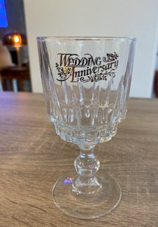 Vintage French Luminarc Cut Glass Wedding Anniversary Wine Goblets - Pair