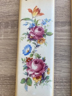 Pair of Vintage BLD Floral Porcelain Door Finger Plates