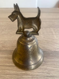 Vintage 1930s Solid Brass Scottish Terrier Hand Bell
