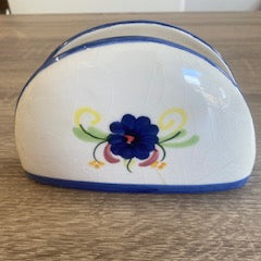 Vintage Hand-Painted Floral Napkin Holder