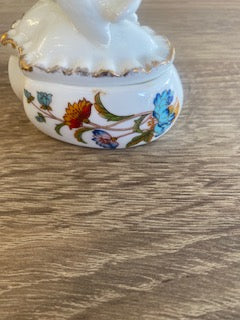 Vintage 1980s Porcelain Heart Shaped "Lovebirds" Trinket Box