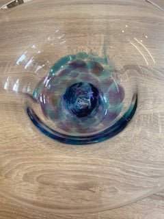 Large Vintage Jerpoint Glass Studio Blue-Amethyst Footed Centrepiece Bowl