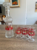 Vintage 1960s Italian Pressed Glass Cordial Decanter Set