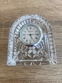 Vintage Signed Waterford Crystal "Lismore" Arched Mantel Clock