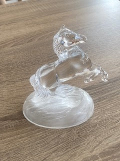 Vintage Cristal d’Arques Lead Crystal Rearing Horse Figurine