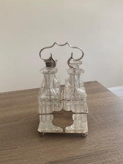 Antique Victorian William Hutton & Sons 4-Bottle Cruet Set