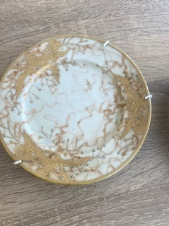 1930s Art Deco Hutschenreuther Selb Gold Marble Plates - Pair