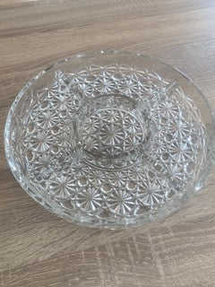 Veropa French Clear Glass 5-Section Hors D'oeuvres Tray